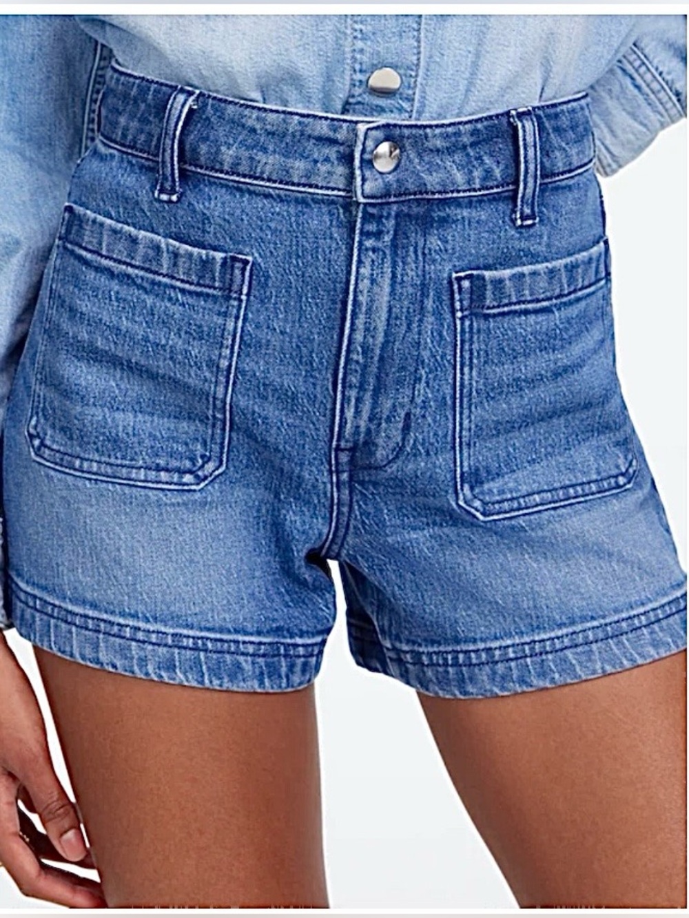 New Madewell Emmett Patch Pocket Marine Sailor Denim Jean Shorts Size 26 - Picture 12 of 12